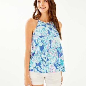Lilly Pulitzer Margot top blue haven pop up into the deep